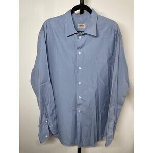 ARMANI COLLEZIONI Men's Checked Cotton Button Front Full Sleeve Shirt XXL Blue